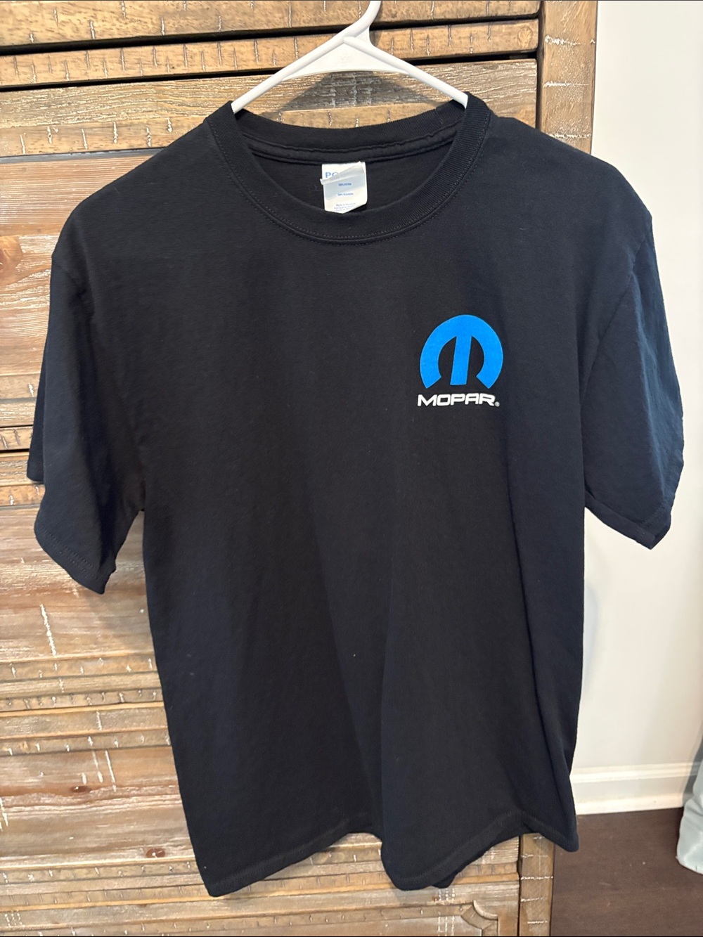 Mopar Men's Short Sleeve Black Tee with Blue Logo